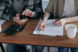 Couple working on taxes